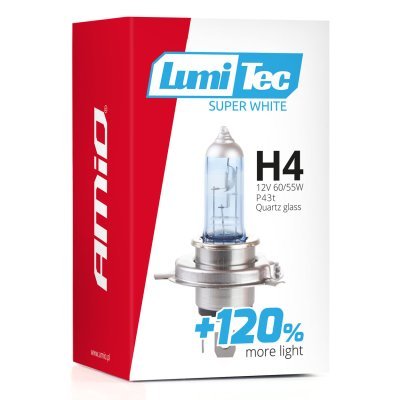 AMiO - Halogénová žiarovka H4 12V 60/55W LumiTec SuperWhite +120%