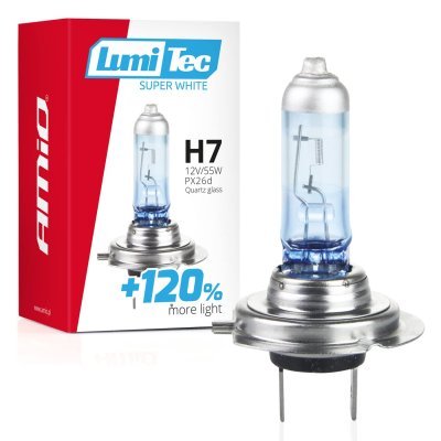 AMiO - Halogénová žiarovka H7 12V 55W LumiTec SuperWhite +120%