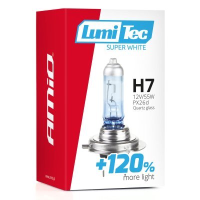 AMiO - Halogénová žiarovka H7 12V 55W LumiTec SuperWhite +120%