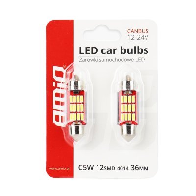 AMiO - LED žiarovky CANBUS 4014 12SMD Festoon C5W C10W C3W 36mm White 12V/24V