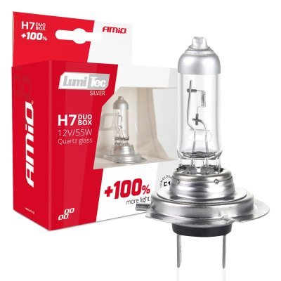 AMiO - Halogénový DUO blister (2ks) H7 12V 55W sada LumiTec SILVER +100%
