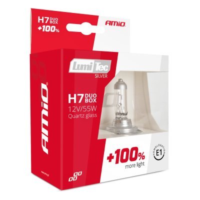 AMiO - Halogénový DUO blister (2ks) H7 12V 55W sada LumiTec SILVER +100%