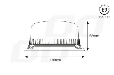 AMiO - Výstražný maják pevný W03B na 3 skrutky R65 R10 36LED 12 / 24V IP56