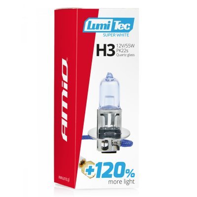 AMiO - Halogénová žiarovka H3 12V 55W LumiTec SuperWhite +120%