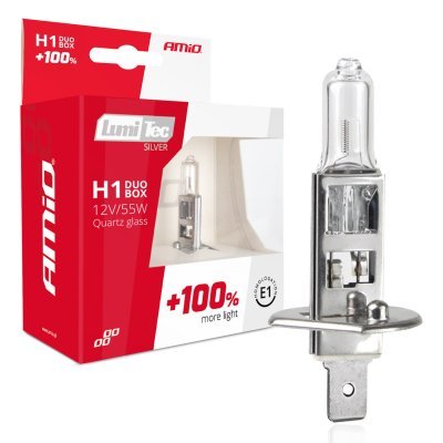 AMiO - Halogénový DUO blister (2ks) H1 12V 55W sada LumiTec SILVER +100%