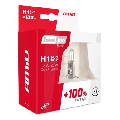 AMiO - Halogénový DUO blister (2ks) H1 12V 55W sada LumiTec SILVER +100%