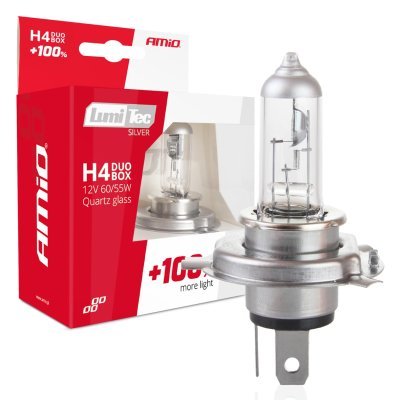 AMiO - Halogénový DUO blister (2ks) H4 12V 60/55W sada LumiTec SILVER +100%