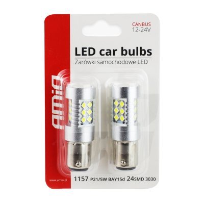 AMiO - LED žiarovky CANBUS 3030 24SMD 1157 BAY15D P21/5W White 12V/24V