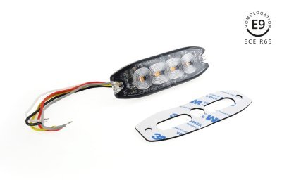 AMiO - Výstražné osvetlenie oranžové 4x3W LED R65 R10 12/24V IP67