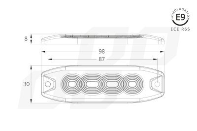 AMiO - Výstražné osvetlenie oranžové 4x3W LED R65 R10 12/24V IP67
