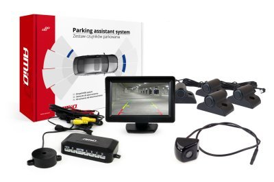 AMiO - Parkovací asistent TFT01 4,3" s kamerou HD-310 4-senzorové čierne Truck