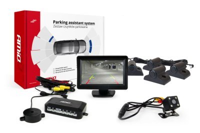 AMiO - Parkovací asistent TFT01 4,3" s kamerou HD-315-LED 4-senzorové čierne Truck