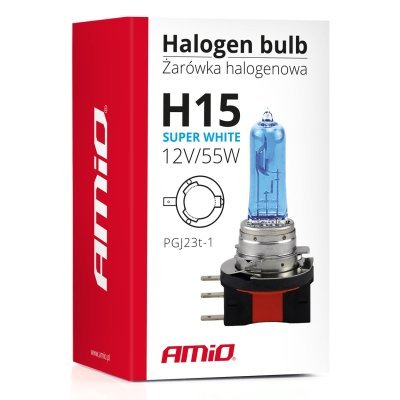 AMiO - Halogénová žiarovka H15 12V 55W Super White