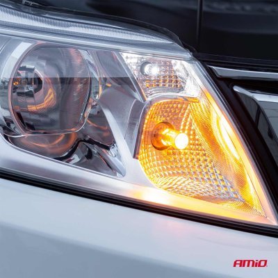 AMiO - LED žiarovky CANBUS 3030 24SMD T20 7440 WY21W Oranžová 12V/24V