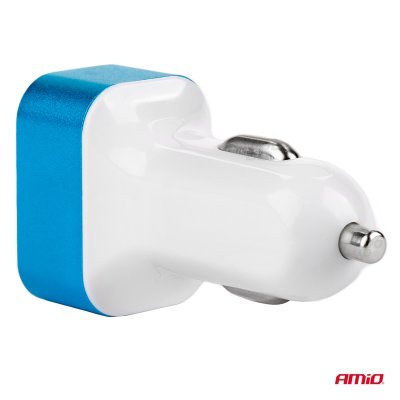 AMiO - Autonabíjačka mobilného telefónu s 2xUSB + tester napätia akumulátora TEST-04