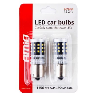 AMiO - LED žiarovky CANBUS 2016 39SMD 1156 BA15S P21W R10W R5W White 12V/24V
