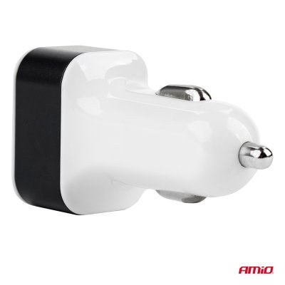 AMiO - Autonabíjačka mobilného telefónu s 3xUSB biela PCH-03