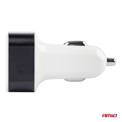 AMiO - Autonabíjačka mobilného telefónu s 3xUSB biela PCH-03