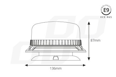 AMiO - Výstražný maják W03M magnetický R65 R10 36LED 12 / 24V IP56