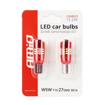AMiO - LED žiarovky CANBUS 27SMD 3014 T10e (W5W) White 12V/24V