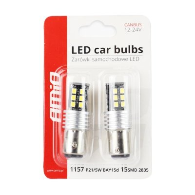 AMiO - LED žiarovky CANBUS 2835 15SMD 1157 BAY15D P21/5W White 12V/24V