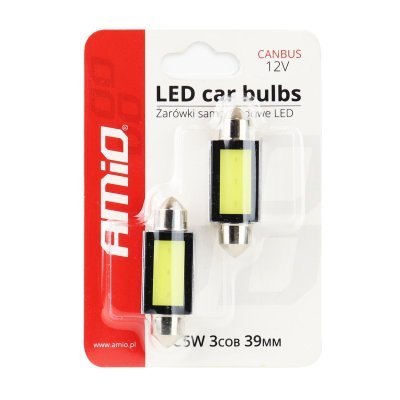 AMiO - LED žiarovky CANBUS COB3 Festoon C5W C10W C3W 39mm White 12V