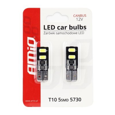 AMiO - LED žiarovky CANBUS 4SMD 5730 T10 (W5W) White