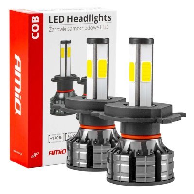 AMiO - LED žiarovky hlavného svietenia H4 COB 4Side