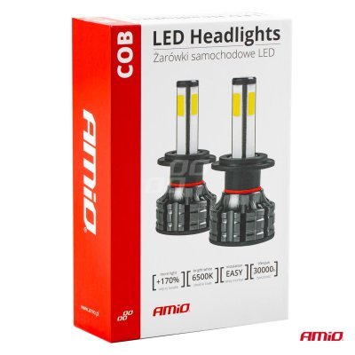 AMiO - LED žiarovky hlavného svietenia H4 COB 4Side