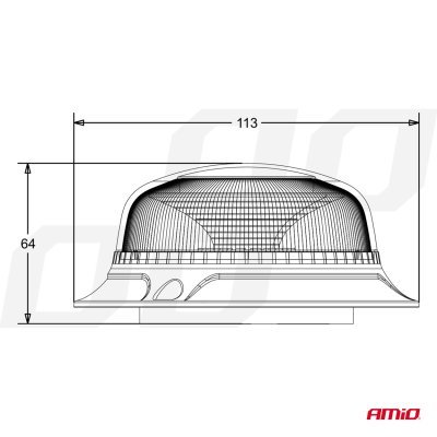 AMiO - Výstražný maják W21m Magnet / 3 skrutky R65 R10 18LED 12/24V IP56