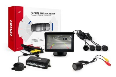 AMiO - Parkovací asistent TFT01 4,3” s kamerou HD-301 IR , 4-senzorové, čierne