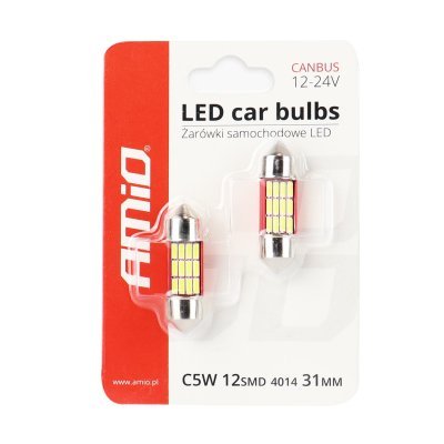 AMiO - LED žiarovky CANBUS 4014 12SMD Festoon C5W C10W C3W 31mm White 12V/24V