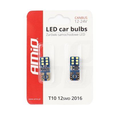 AMiO - LED žiarovky CANBUS 12SMD UltraBright 2016 T10e (W5W) White 12V/24V