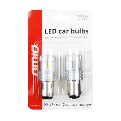 AMiO - LED žiarovky CANBUS 3020 22SMD UltraBright 1157 BAY15D P21/5W White 12V/24V