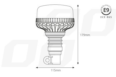 AMiO - Výstražný maják W03P tyčový Flexi R65 R10 36LED 12 / 24V IP56