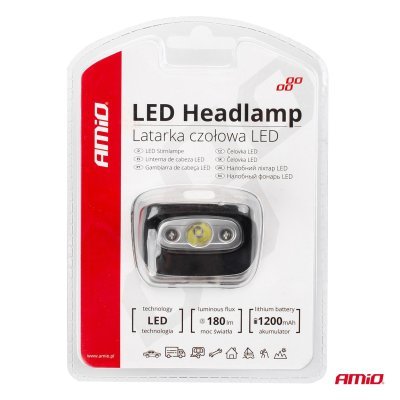 AMiO - Čelovka LED 3W 1200mA dobíjacia 180Flux IPX4