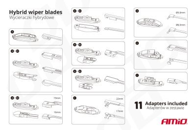 AMiO - Stierač Hybrid multiconnect 16" (400mm) 11 adaptérov
