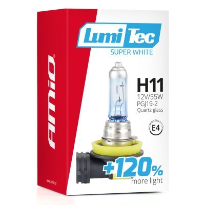 AMiO - Halogénová žiarovka H11 12V 55W LumiTec SuperWhite +120%