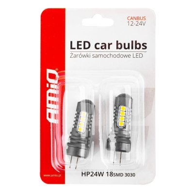 AMiO - LED žiarovky CANBUS 3030 18SMD HP24W White 12V/24V