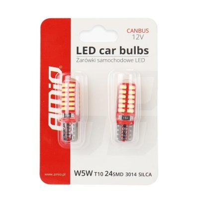 AMiO - LED žiarovky CANBUS 24SMD 3014 T10e (W5W) SILCA White 12V
