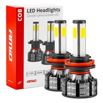 AMiO - LED žiarovky hlavného svietenia H8/H9/H11 COB 4Side
