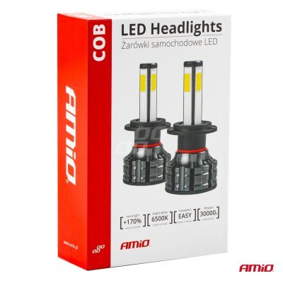 AMiO - LED žiarovky hlavného svietenia H7 COB 4Side