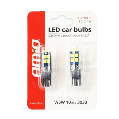 AMiO - LED žiarovky CANBUS 10SMD 3030 T10 W5W White 12V/24V