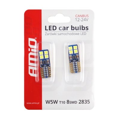AMiO - LED žiarovky CANBUS 8SMD 2835 T10e (W5W) White 12V/24V