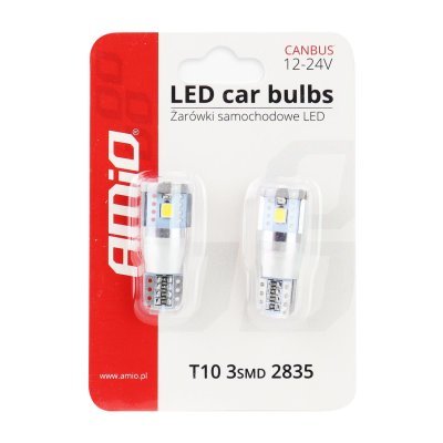 AMiO - LED žiarovky CANBUS 3SMD 2835 T10e (W5W) ALU White 12V/24V