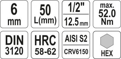Yato - Nástavec krátky IMBUS H6, 1/2"