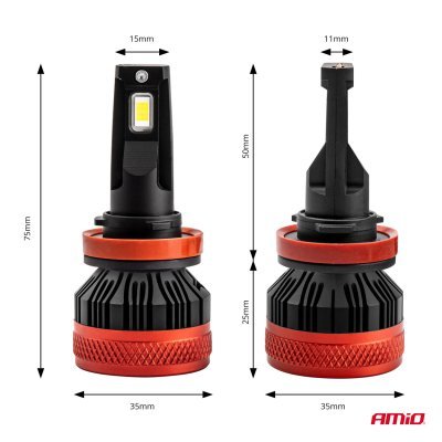 AMiO - LED žiarovky hlavného svietenia H8/H9/H11/H16 X3 Series