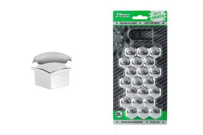 J-TEC - Sada krytiek pre skrutky kolies 21mm – chromové
