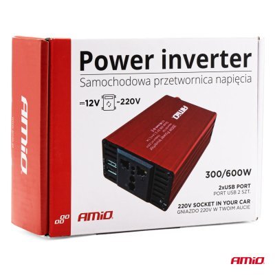 AMiO - Menič napätia AMiO 12V/220V 300W/600W 2xUSB PI03