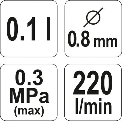 Yato - Pištoľ na lakovanie s nádržou 0.1L, Ø0.8mm